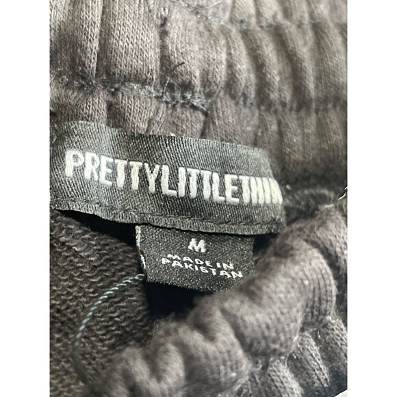 PrettyLittleThing Black Branded High Waist Runner Shorts Womens Size Medium - Picture 5 of 9